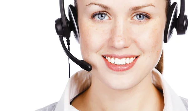 Amichevole operatore telefonico sorridente a voi — Foto Stock