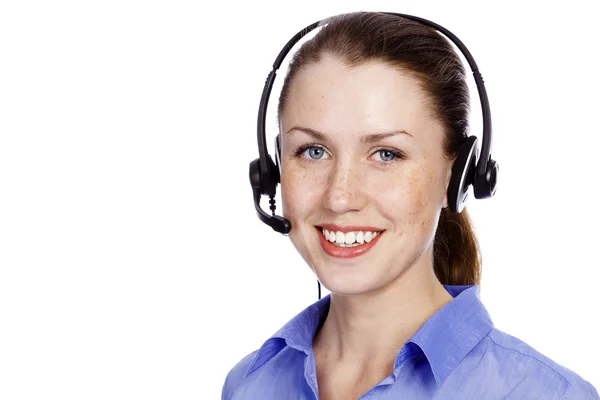 Ładny usługi operatora kobieta uśmiechając się — Zdjęcie stockowe