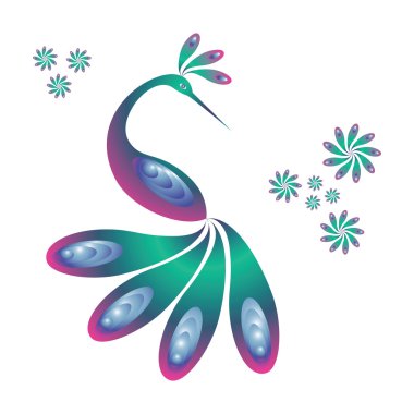 Peacock. Fancy exotic bird. clipart