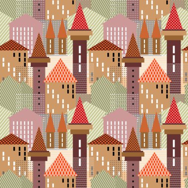 Abstract town. Seamless pattern. clipart