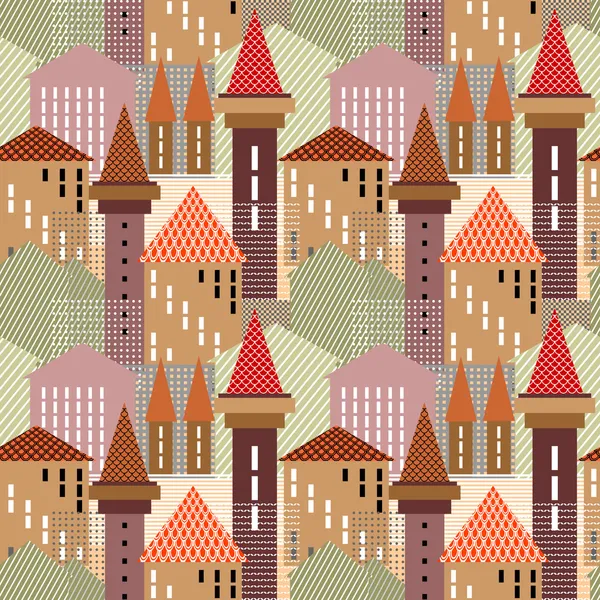 Abstract town. Seamless pattern. — Stock Vector