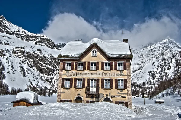 stock image HDR Winter view of an house at mountain