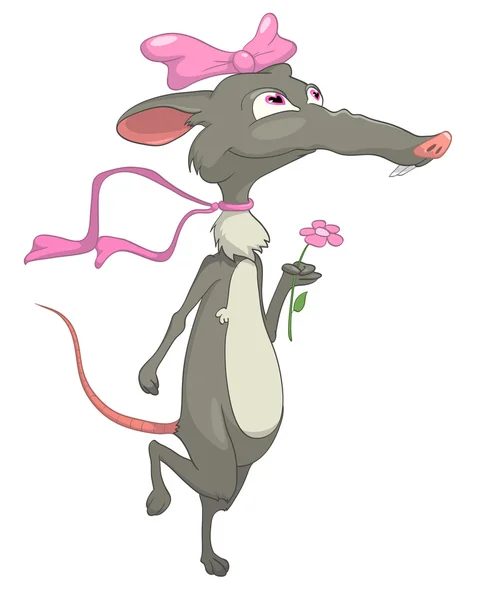 Rato de personagem de desenhos animados — Vetor de Stock
