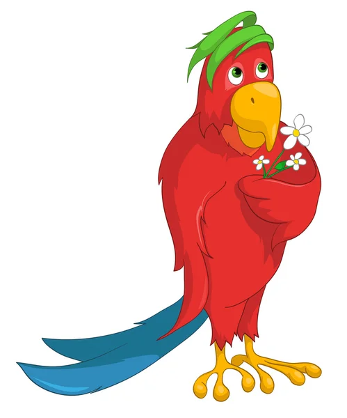 Kreslená postava papoušek — Stockový vektor