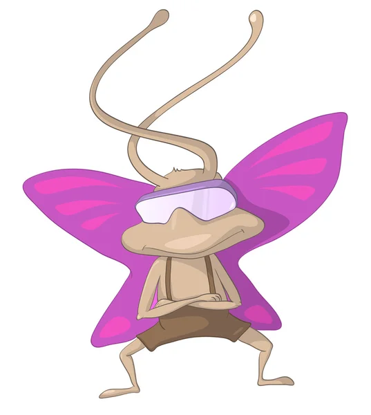 Cartoon karakter kunstzinnige pilot vlinder — Stockvector