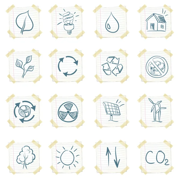Conjunto de ícones de adesivo ecológico — Vetor de Stock