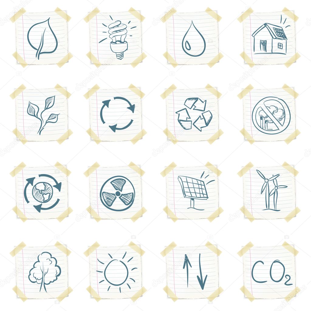 Eco Sticker Icon Set