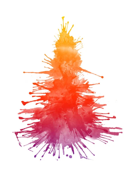 水彩画のクリスマス ツリー — ストック写真