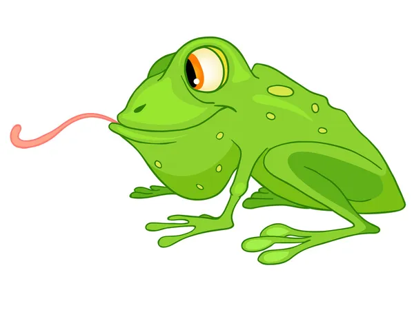Kreslená postava žába — Stockový vektor