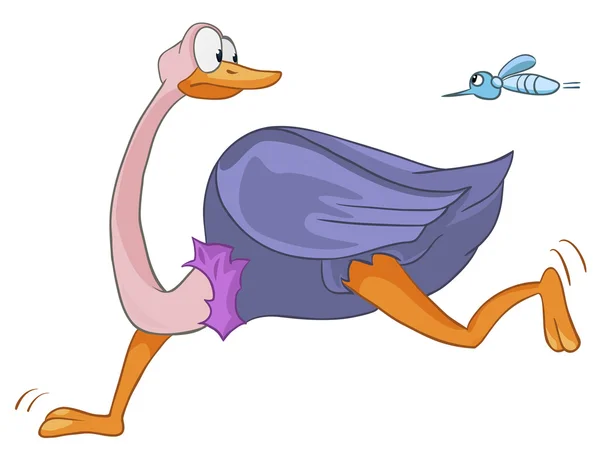 Cartoon Character Ostrich — Stock Vector