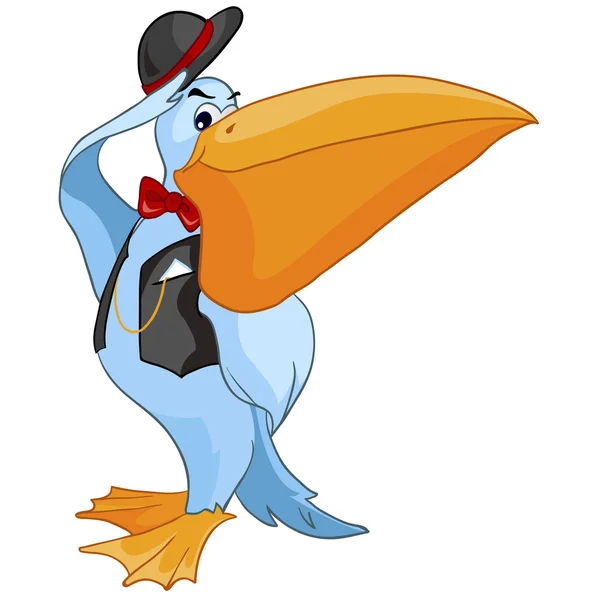 Caractère de bande dessinée Pelican — Image vectorielle