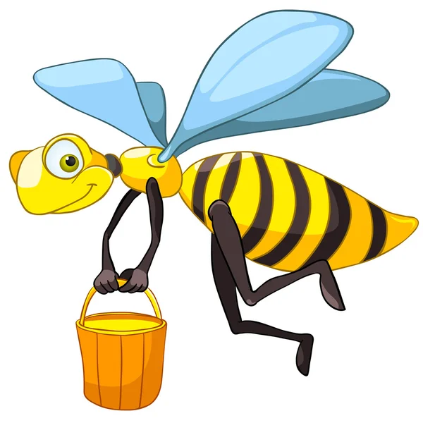 Kreslená postava včela — Stockový vektor