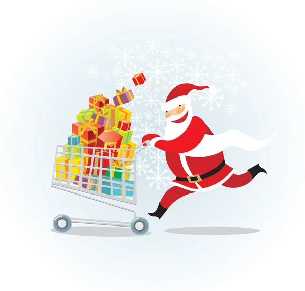 Santa sur une virée shopping — Image vectorielle