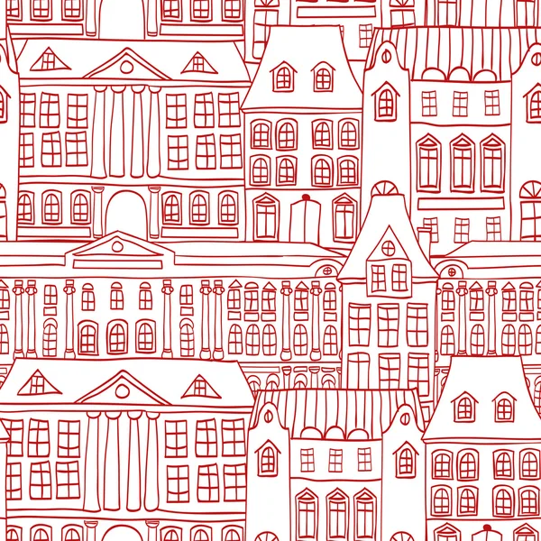 Historische Häuser nahtlose Muster — Stockvektor