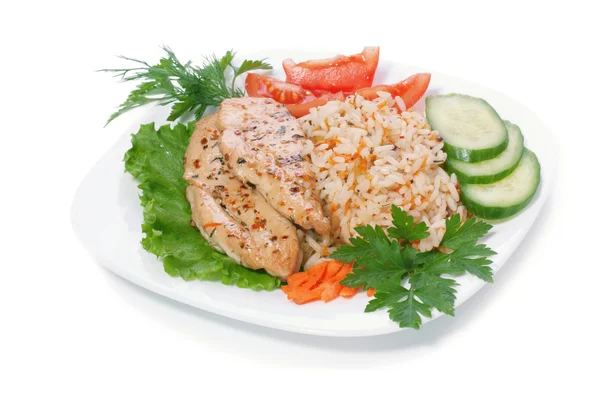 Hen with rice — Stock Photo, Image