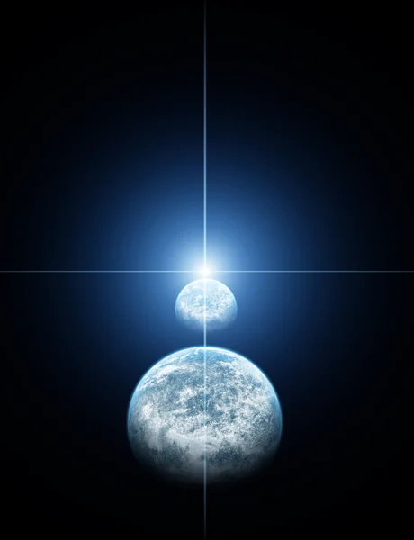 Blue planet z wschodząca gwiazda — Zdjęcie stockowe