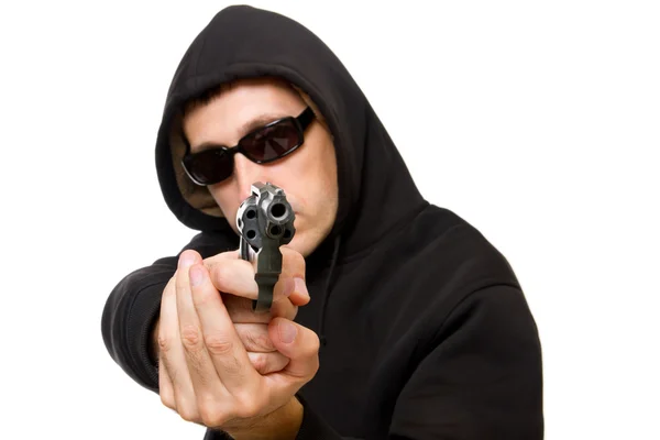 Человек с пистолетом, гангстер — стоковое фото