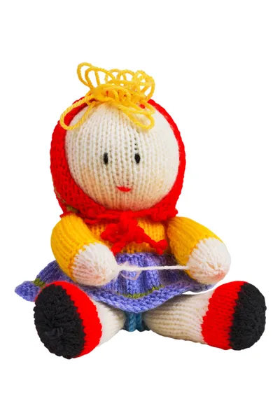 Giocattolo fatto a mano in maglia, bambola — Foto Stock