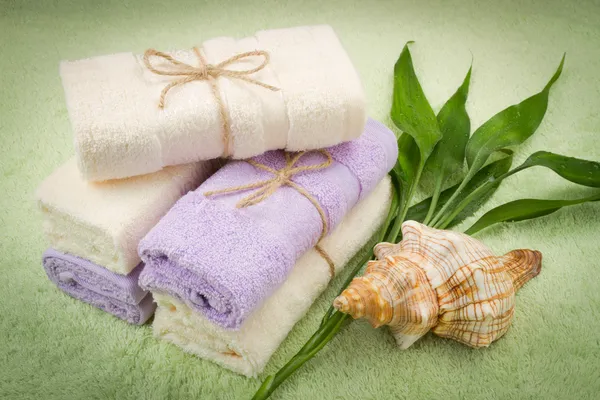 Мягкие полотенца из бамбука — стоковое фото