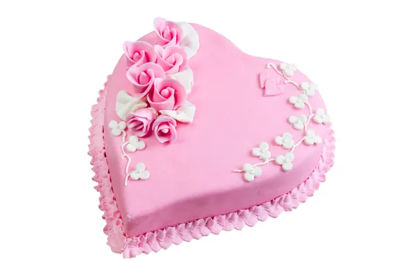 粉红色蛋糕心 — 图库照片