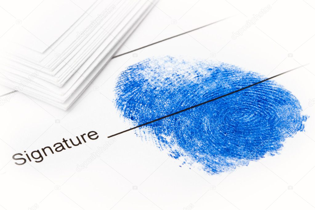 Fingerprints on paper- as signature