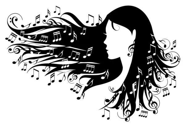 Mujer con notas musicales — Archivo Imágenes Vectoriales