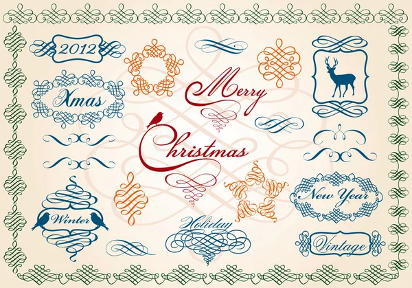 Marcos y bordes de Navidad, vector — Archivo Imágenes Vectoriales