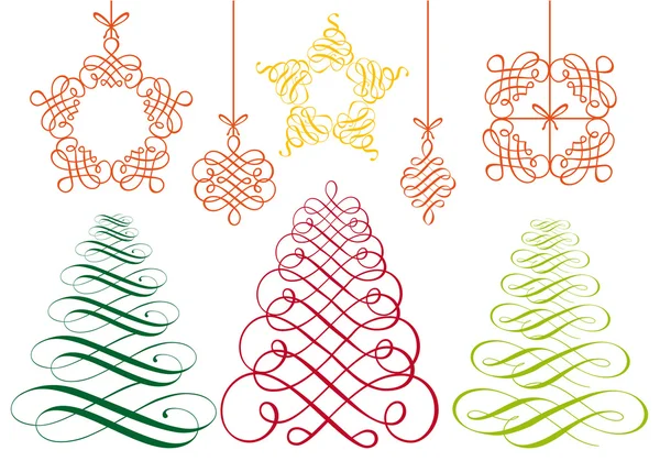Ornamenti natalizi, set vettoriale — Vettoriale Stock