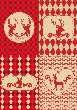 Christmas pattern with deers, vector clipart