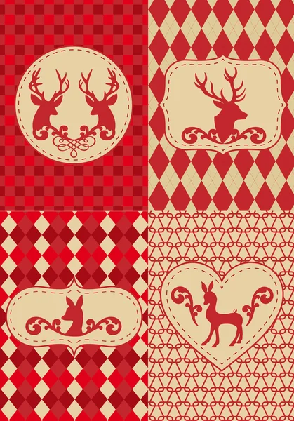 クリスマスのパターン ベクトルの鹿と — ストックベクタ