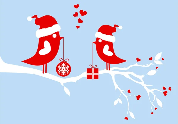 Noel Baba kuş, vektör — Stok Vektör
