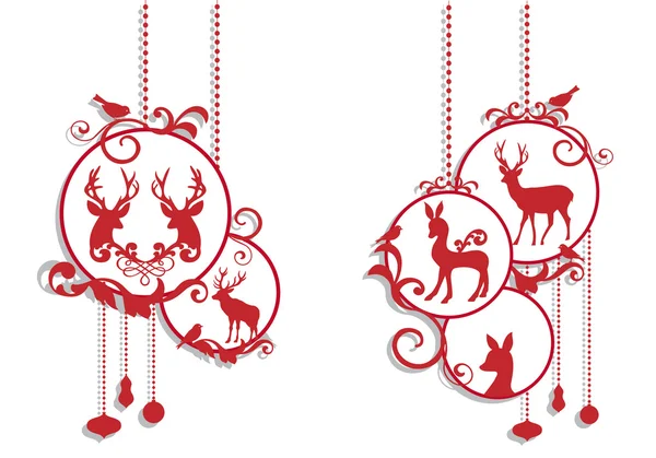 Christmas deer decoration, vector — Stock Vector