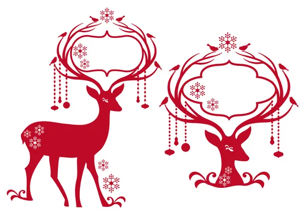 圣诞框架与驯鹿，矢量 — 图库矢量图片