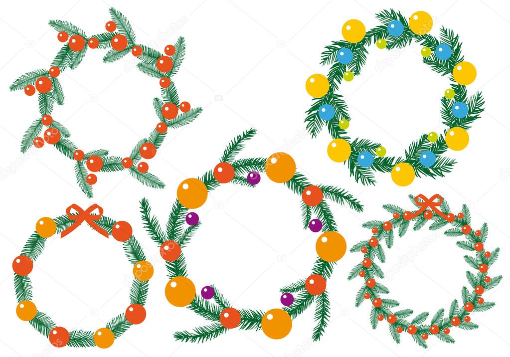 Set of christmas wreath, vector