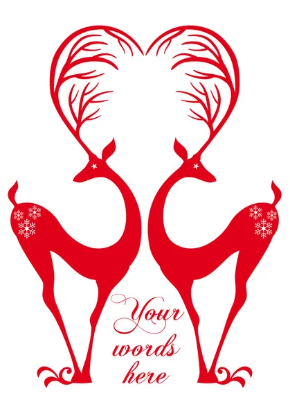 Red deers with heart, vector — Stock Vector