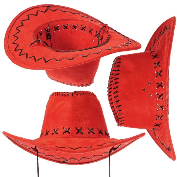 Kırmızı kovboy şapkası set — Stok fotoğraf