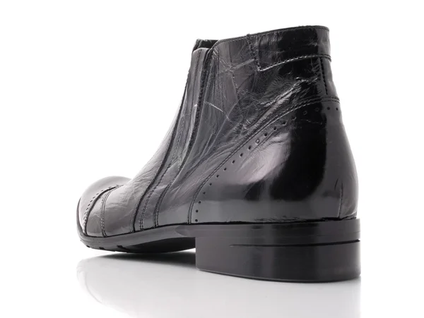 Černá kožená Pánská bota — Stock fotografie