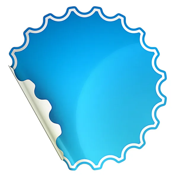 Adesivo rotondo piegato blu o etichetta — Foto Stock