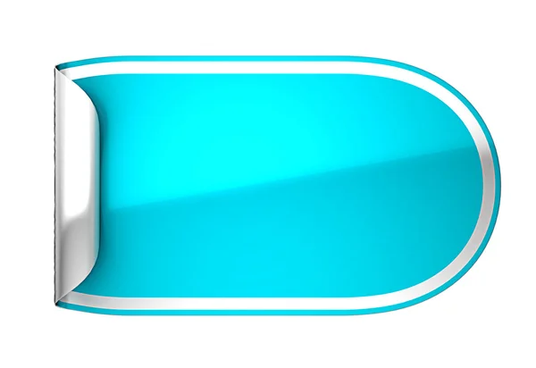 Adesivo blu arrotondato piegato o etichetta — Foto Stock