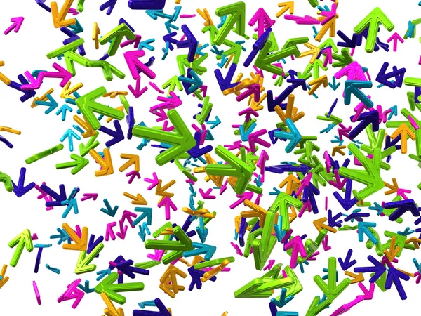 Chaos: kleurrijke pijlen met willekeurige richting — Stockfoto
