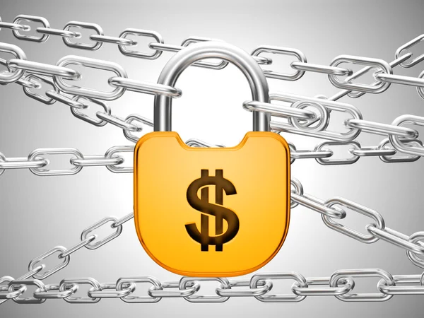 Dollar safety concept: padlock and chains — Stock Photo, Image