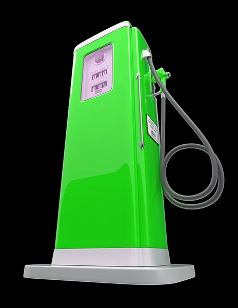 Siyah izole yeşil benzin pompası — Stok fotoğraf