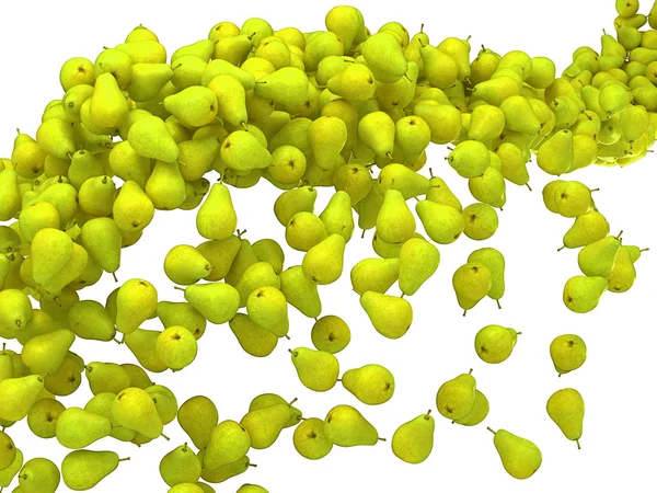 Зелені смачні груші падають ізольовані на білому — стокове фото