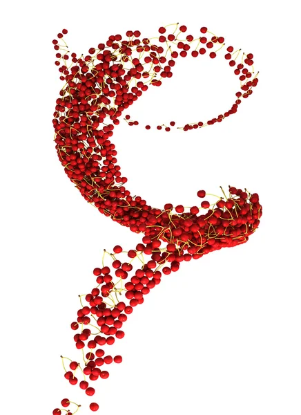 Zdrowe odżywianie: czerwona wiśnia przepływu na białym tle — Zdjęcie stockowe