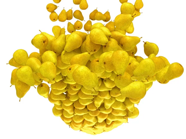 Frutos maduros: pêras amarelas fluem isoladas — Fotografia de Stock