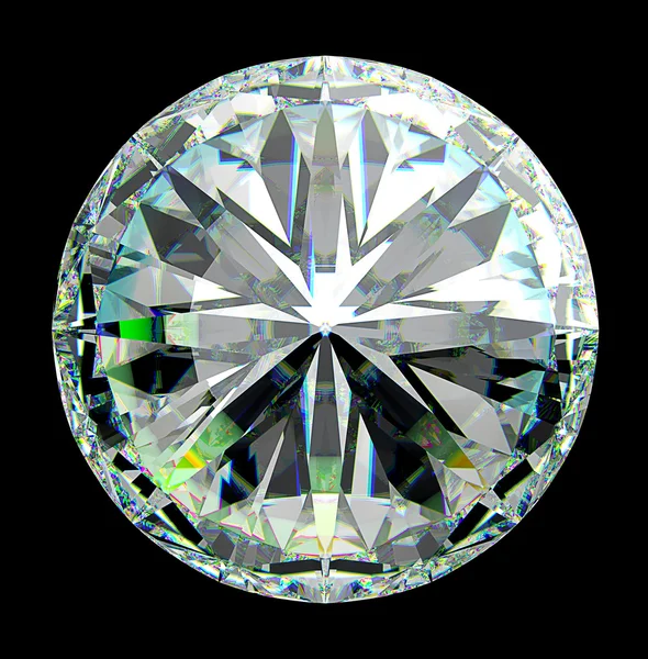 Vista dall'alto di diamante rotondo con scintille verdi — Foto Stock