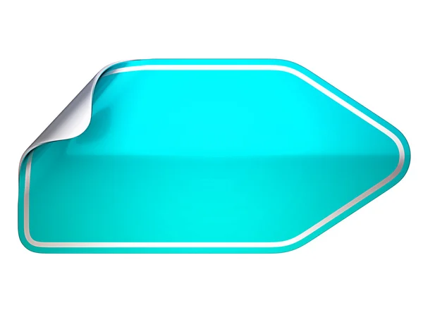 Etiqueta ou adesivo curvado turquesa no branco — Fotografia de Stock