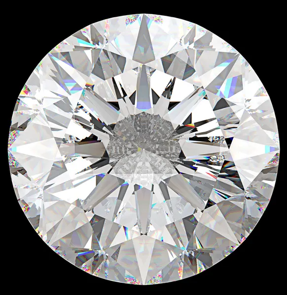 Piedra preciosa: vista superior de diamante redondo aislado —  Fotos de Stock