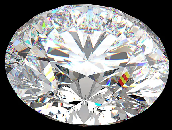 Horní boční pohled na velké kulaté diamantový izolované — Stock fotografie