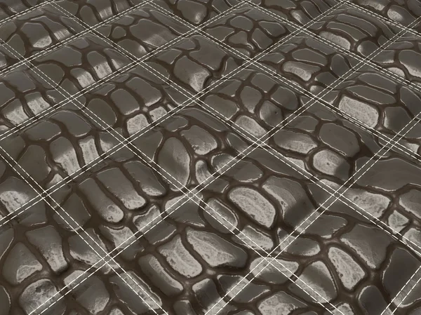 Alligatore cucito pelle nera con forme quadrate — Foto Stock